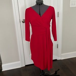 Sz 2 Petite Tahari Red MIDI knit dress